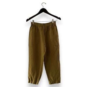 Not Perfect Linen Bronze Brown Cropped Genova Tapered 100% Linen Pants Small